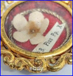 Antique Religious Reliquary Theca, Relic, The Blessed Pope Pius X, B. Pius Pp. X