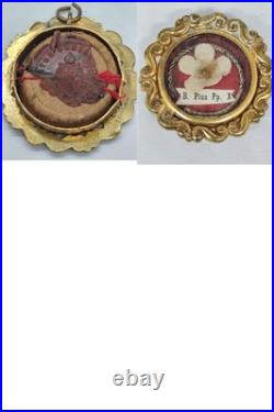 Antique Religious Reliquary Theca, Relic, The Blessed Pope Pius X, B. Pius Pp. X