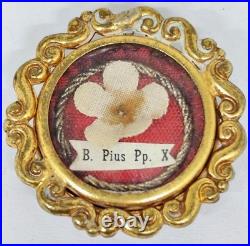 Antique Religious Reliquary Theca, Relic, Wax Sealed, Pope Pius, B. Pius Pp. X