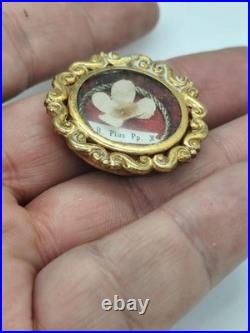 Antique Religious Reliquary Theca, Relic, Wax Sealed, Pope Pius, B. Pius Pp. X