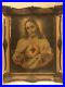 Antique-Religious-Sacred-Heart-of-Jesus-framed-poster-print-maybe-of-the-50-s-01-och