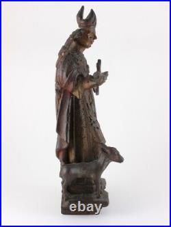 Antique Religious Saint Statue. 18th / 19th Century Polychrome Church Figure