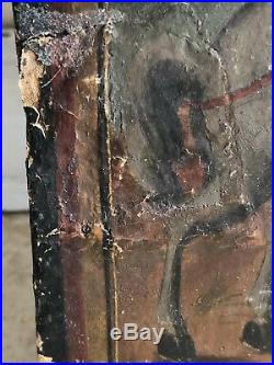 Antique Religious Signed Painting On Board Saint George The Dragon Slayer