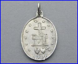 Antique Religious Silver Pendant 1845 1860. Saint Virgin Mary. Miraculous Medal