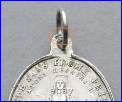 Antique Religious Silver Pendant 1845 1860. Saint Virgin Mary. Miraculous Medal