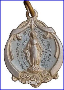 Antique Religious Silver Pendant. Saint Virgin Mary. Miraculous Medal 1820 RARE