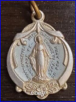 Antique Religious Silver Pendant. Saint Virgin Mary. Miraculous Medal 1820 RARE
