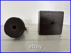 Antique Religious Small Gilded Brass Virgin on Wooden Base Devotional Figurine