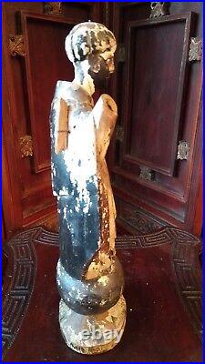 Antique Religious Spanish Wooden Santos Saint 13 H 1 Lb In Polychrome