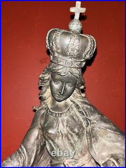 Antique Religious Statue Madonna Jesus Child Church BronzeEuropean Baroque Art