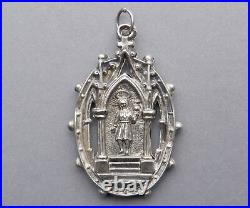 Antique Religious Sterling Gothic Medal, 1878. Infant Jesus of Prague. Pendant