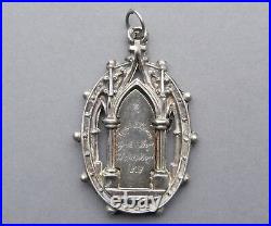 Antique Religious Sterling Gothic Medal, 1878. Infant Jesus of Prague. Pendant