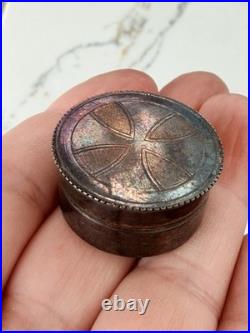 Antique Religious Sterling Silver Oil Stock Holy Oils Frano Morocco Leather Case