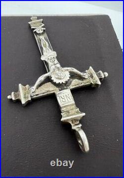 Antique Religious Sterling Silver Pectoral Cross Crucifix Original Case 18th C