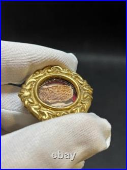 Antique Religious Theca Pendant St Gregory Thaumaturgus 19th Century Sealed, 3cm