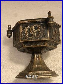 Antique Religious Thurible / Censer 1800s Gothic Byzantine Style Incense Burner