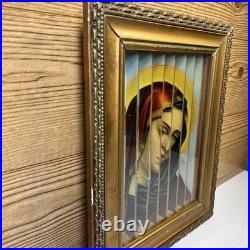 Antique Religious Tricenium 3 Way Picture Frame Jesus And Mother Mary shadow box