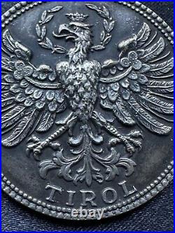 Antique Religious Tyrol ST CHRISTOPHER Medal Crowned Eagle on one side 1.5