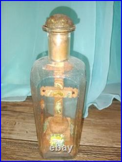 Antique Religious Valentine Diorama Bottle Folk Art Monastery Christ 1800s-1900s
