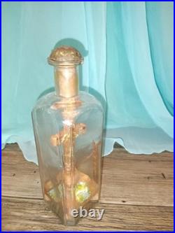 Antique Religious Valentine Diorama Bottle Folk Art Monastery Christ 1800s-1900s