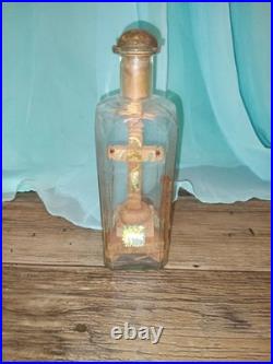 Antique Religious Valentine Diorama Bottle Folk Art Monastery Christ 1800s-1900s