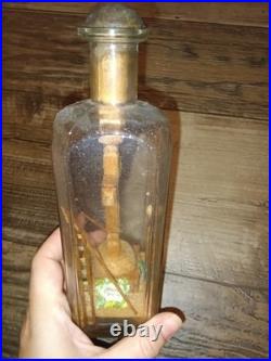 Antique Religious Valentine Diorama Bottle Folk Art Monastery Christ 1800s-1900s