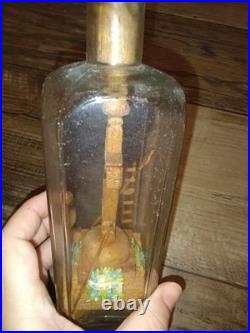 Antique Religious Valentine Diorama Bottle Folk Art Monastery Christ 1800s-1900s