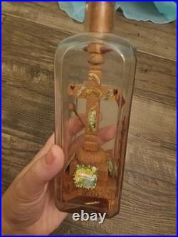 Antique Religious Valentine Diorama Bottle Folk Art Monastery Christ 1800s-1900s