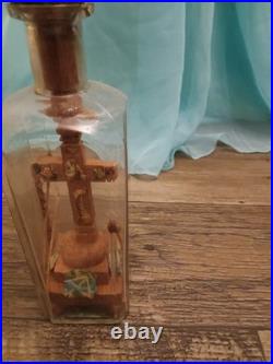 Antique Religious Valentine Diorama Bottle Folk Art Monastery Christ 1800s-1900s