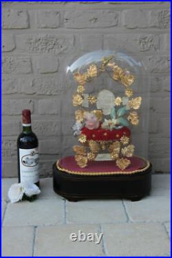 Antique Religious Victorian Wedding bridal dome globe with inside decoration