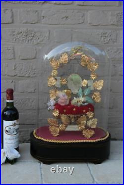 Antique Religious Victorian Wedding bridal dome globe with inside decoration