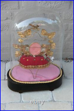 Antique Religious Victorian Wedding bridal dome globe with inside decoration