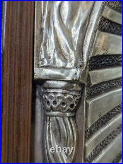 Antique Religious Wall Icon of Jesus Silver on Copper with Moving Hand