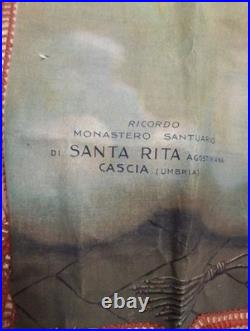 Antique Religious Wall Tapestry Santa Rita Agostiniana Cascia