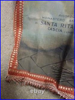 Antique Religious Wall Tapestry Santa Rita Agostiniana Cascia