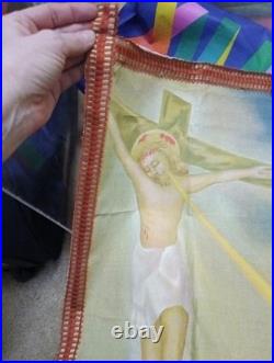 Antique Religious Wall Tapestry Santa Rita Agostiniana Cascia