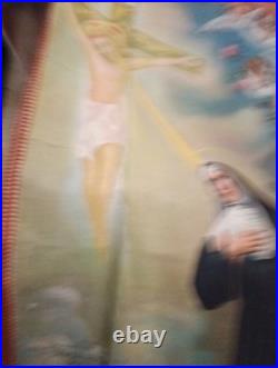 Antique Religious Wall Tapestry Santa Rita Agostiniana Cascia