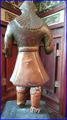 Antique Religious Wooden Santos/statue In Poly Chrome 18 3/8' H 5 Lbs