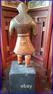 Antique Religious Wooden Santos/statue In Poly Chrome 18 3/8' H 5 Lbs