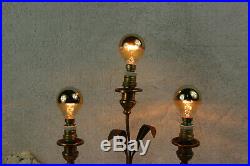Antique Religious altar church french Lamp opaline lily flowers 3 arms