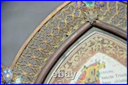 Antique Religious biblican canon text framed neo gothic cloisonne triptych