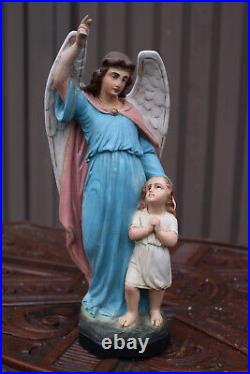 Antique Religious ceramic archangel protection child figurine angel