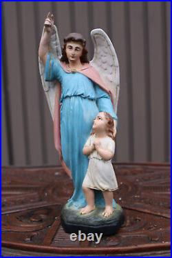 Antique Religious ceramic archangel protection child figurine angel