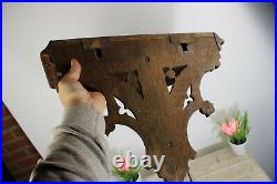 Antique Religious church neo gothic wood carved wall console