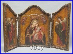 Antique Religious icon art on 3 fold boardof must see
