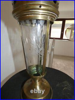 Antique Religious procession Lamp hand blown engraved glass inside chalice eye