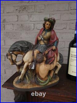 Antique Religious statue of saint martin on horse religious chalk