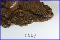 Antique Religious wood carved church holy spirit bird wall figurine plaque rare