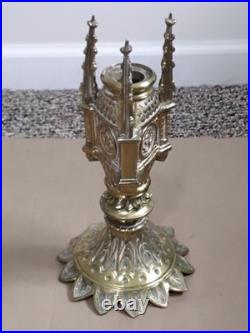 Antique Religous Gold Brass Gothic Church Altar Candlestick Holder USED
