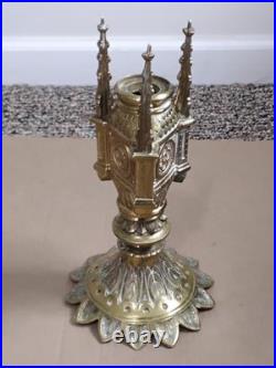 Antique Religous Gold Brass Gothic Church Altar Candlestick Holder USED Antique Religous Gold Brass Gothic Church Altar Candlestick Holder USED